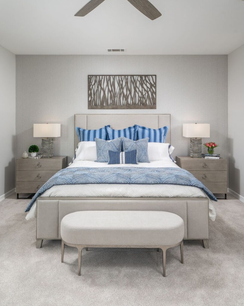 Neutral and blue color scheme in home design