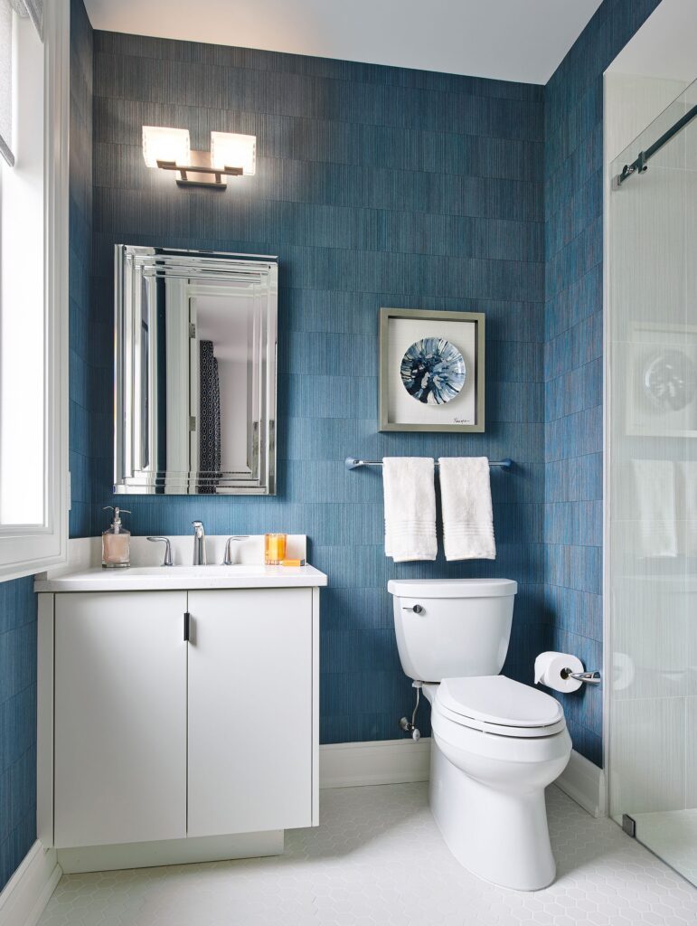 cool blues on wallpaper in bathrooms