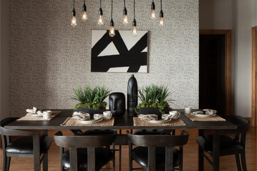 formal modern dining room interior design in the Twin Cities