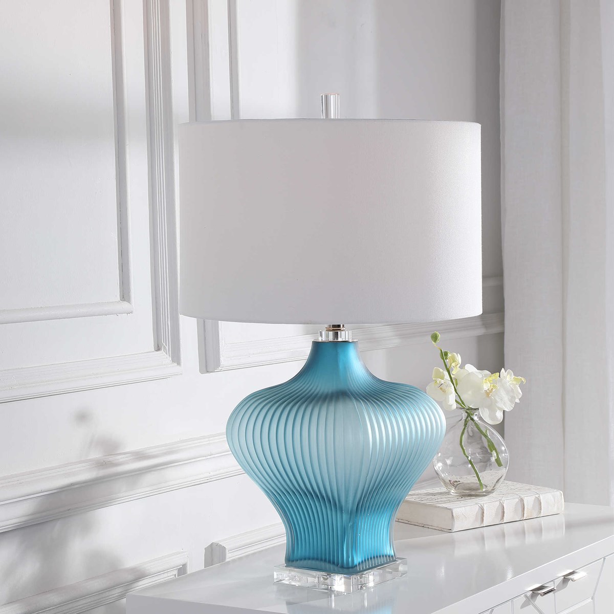 Blue modern lamp for bedroom interior design