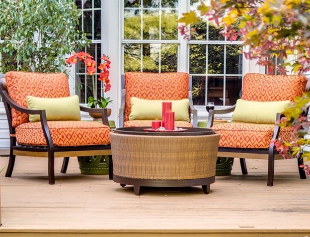 Orange designer porch chairs - inviting outdoor spaces