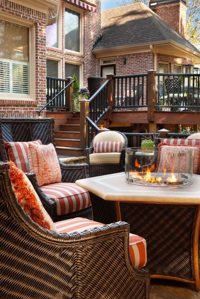 Outdoor decor - back yard seating with warm colors
