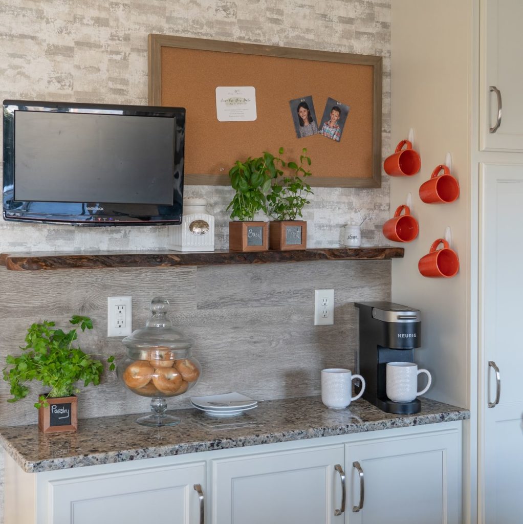 Coffee bars for kitchens. Designate a corner