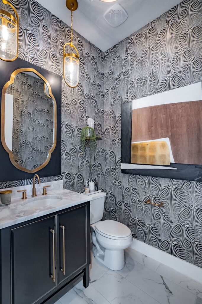 patterns on wallpaper in bathrooms. Luxurious greys